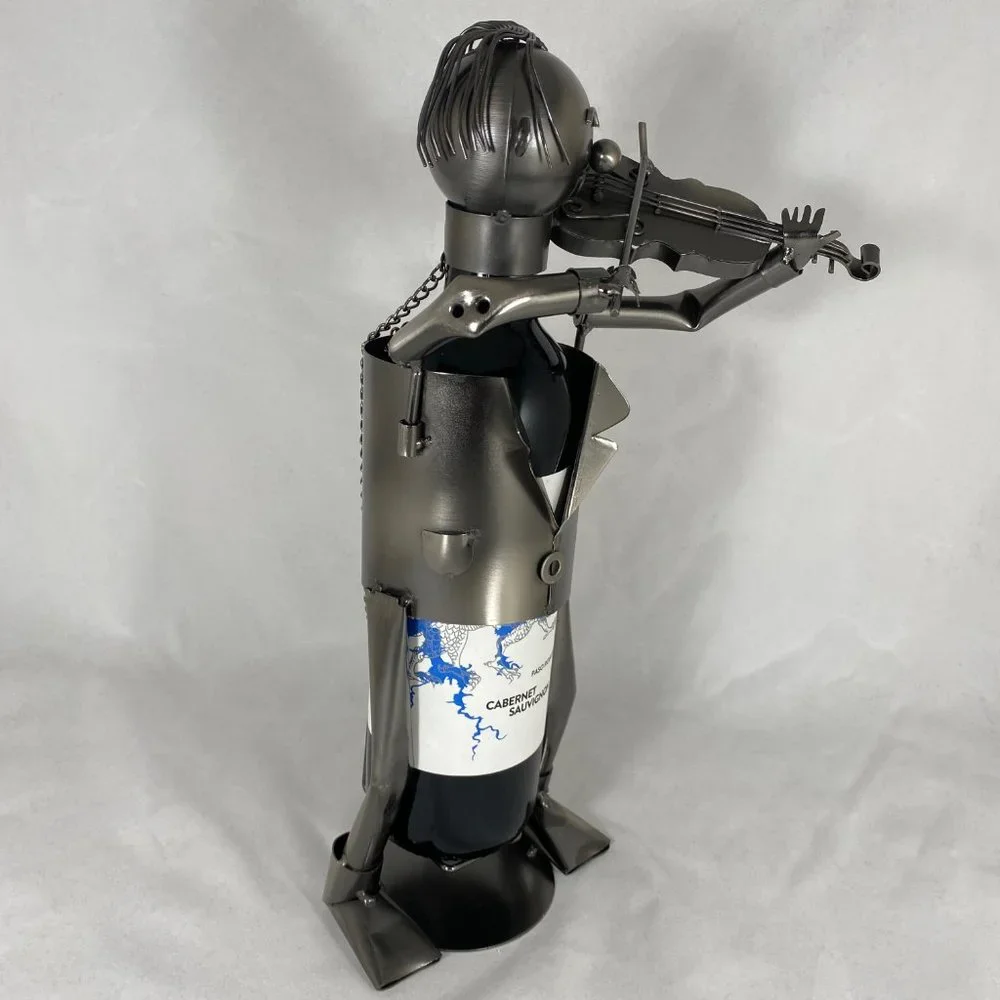 Violinist Metal Wine Bottle Holder